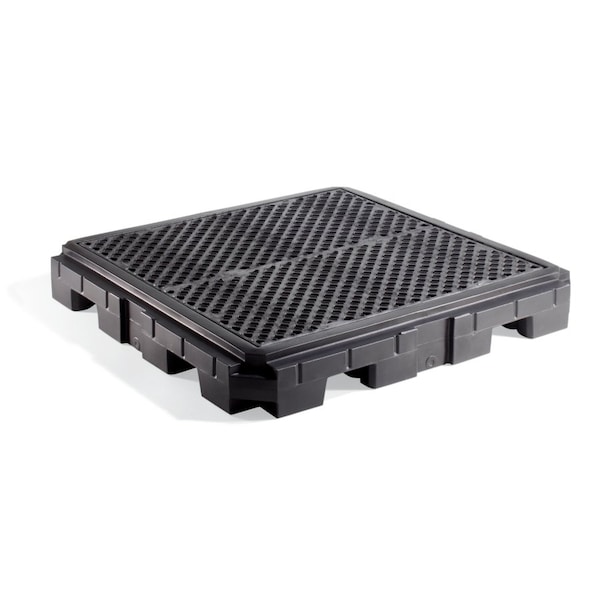 Pig PIG Heavy-Duty 4-Drum Poly Spill Containment Pallet Black WD 62.5" L x 62.5" W x 8.75" H PAK672-BK-WD - main